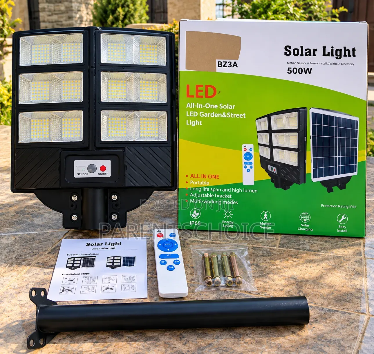 BZ3A 500W All-in-One Solar LED Garden & Street Light