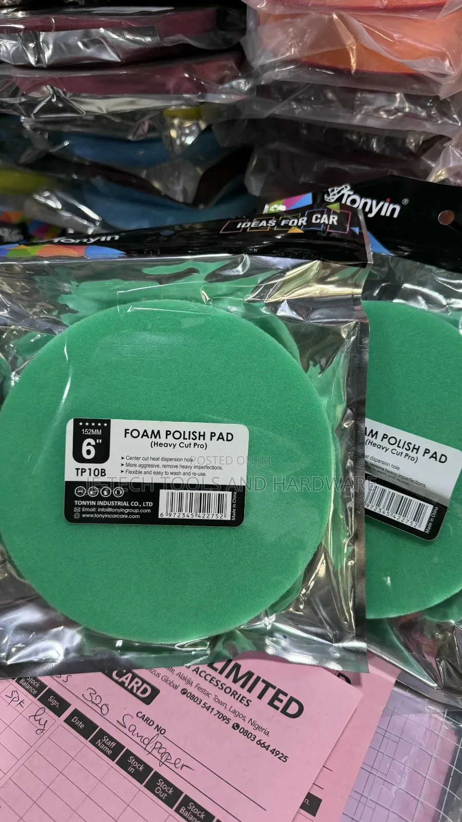 Tonyin Heavy Cut Pro Green Foam Polish Pad (6" / 152mm)