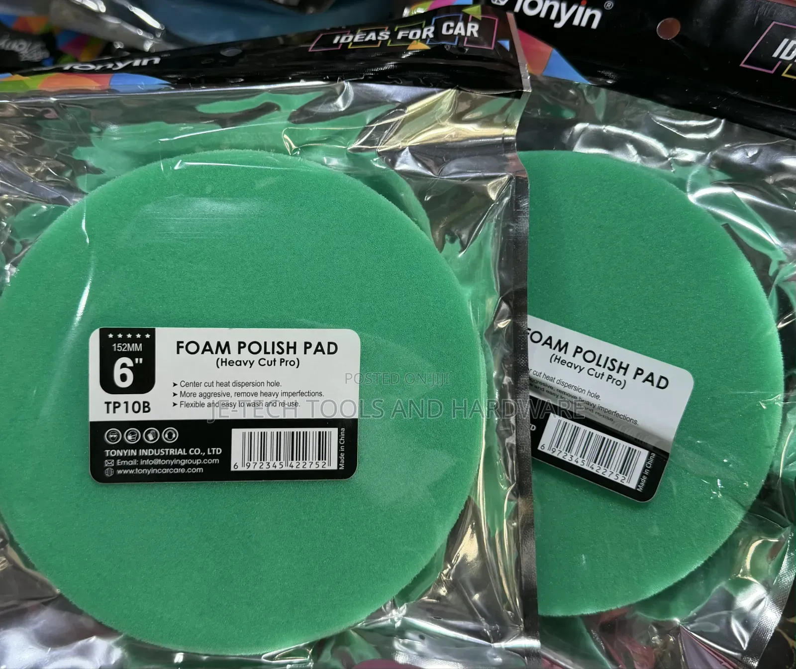Tonyin Heavy Cut Pro Green Foam Polish Pad (6" / 152mm)