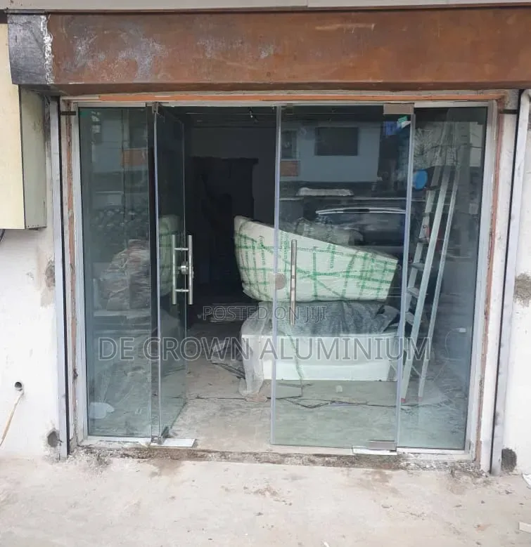 10mm Tempered Glass Shop Entrance Door With Fixed Sides