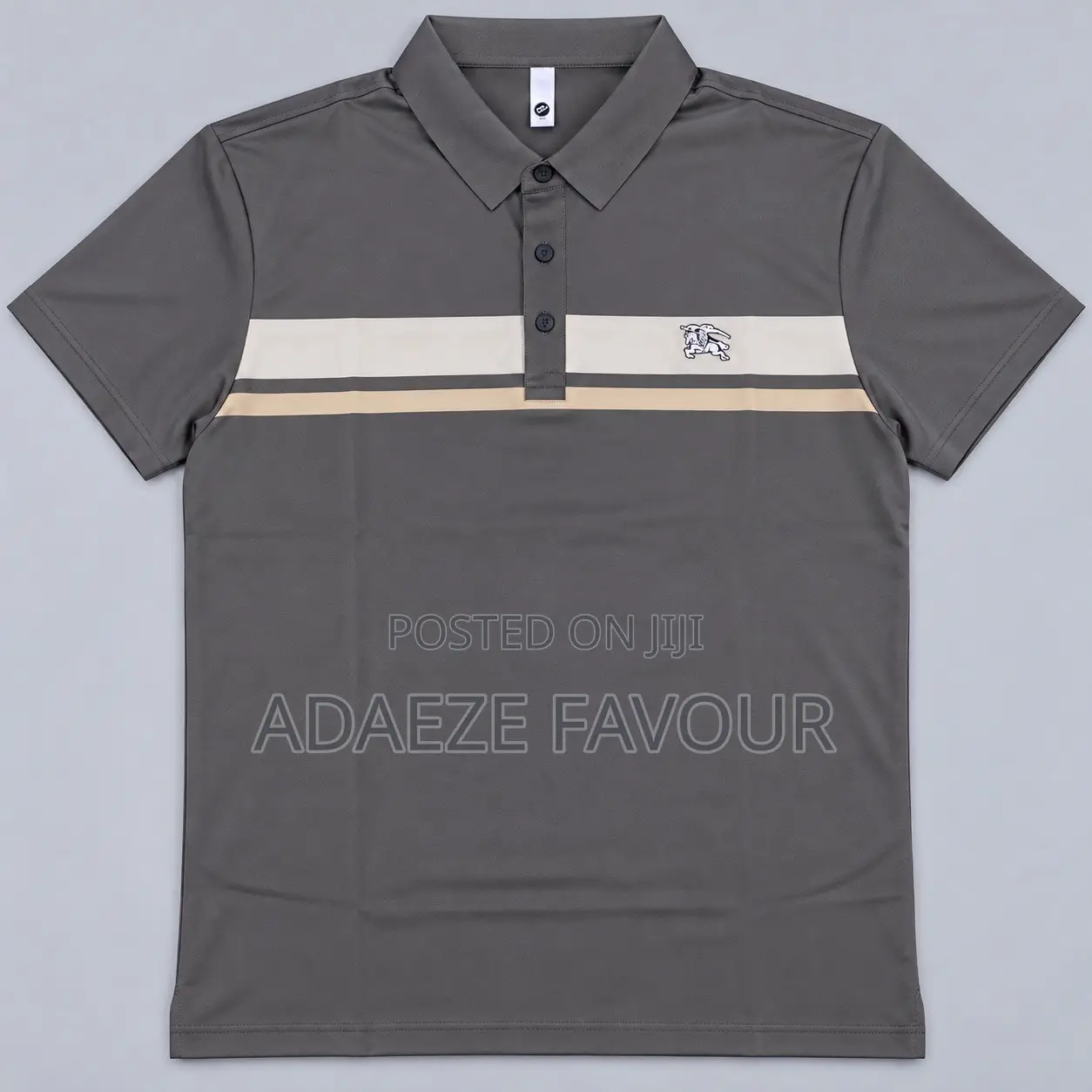 Men’s White Color-Block Polo Shirt and Color Grey
