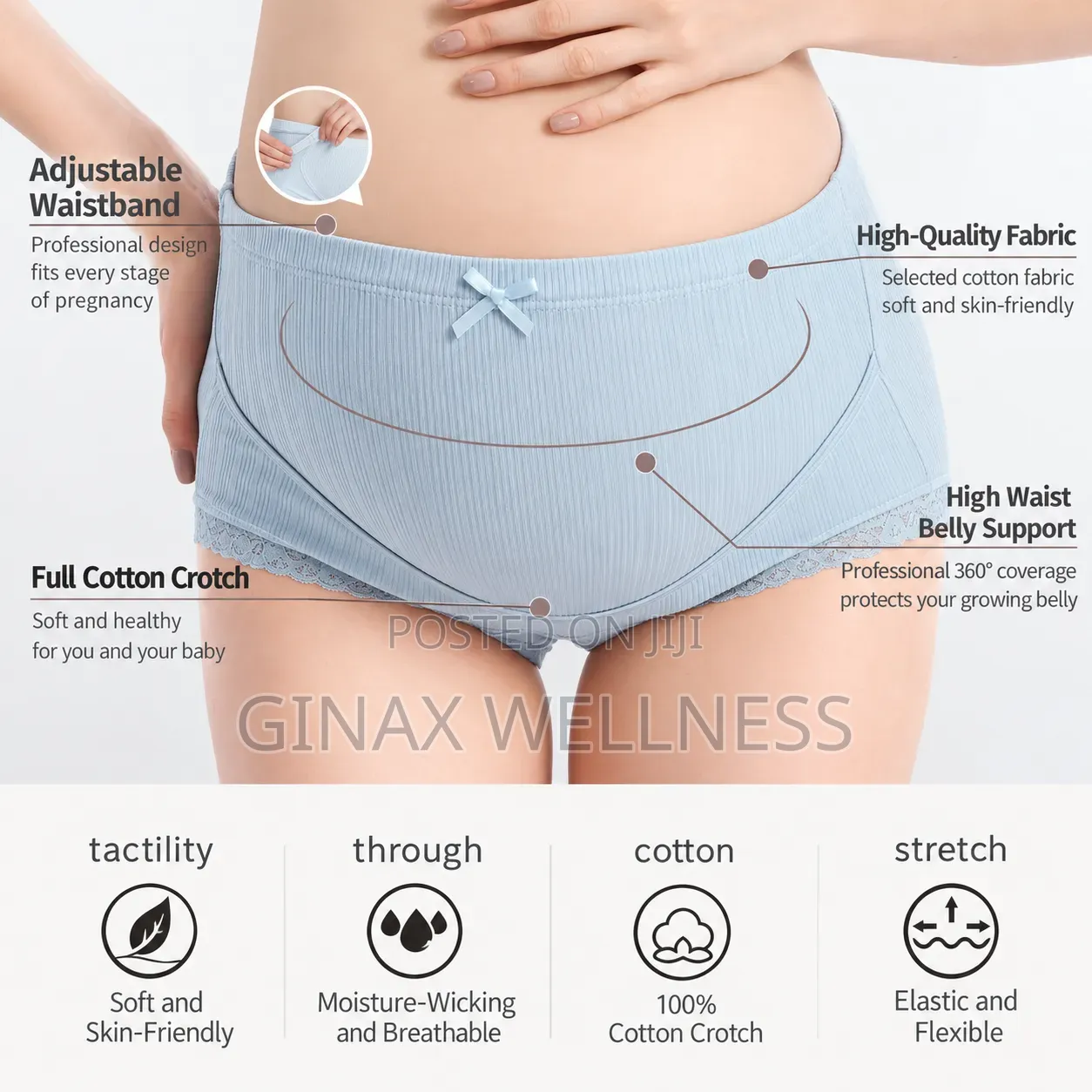 High Waist Adjustable Cotton Maternity Panties for Pregnant Women