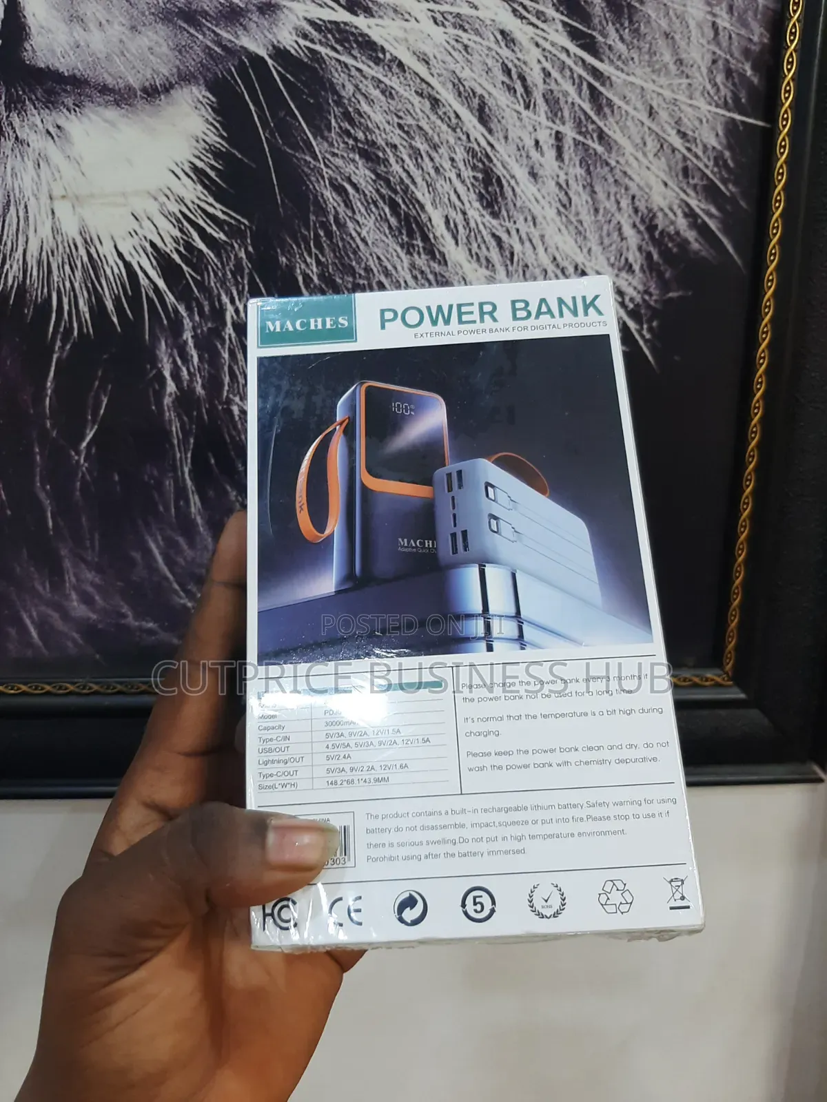 Maches Power Bank 30000 Mah Comes With Lanyard 2 Wire