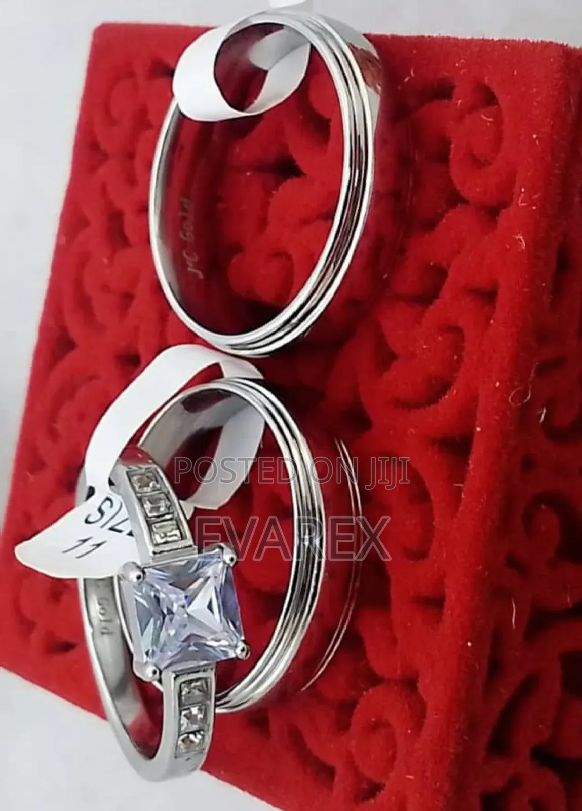 Eva-Silver Wedding/Engagement Ring Plain Set