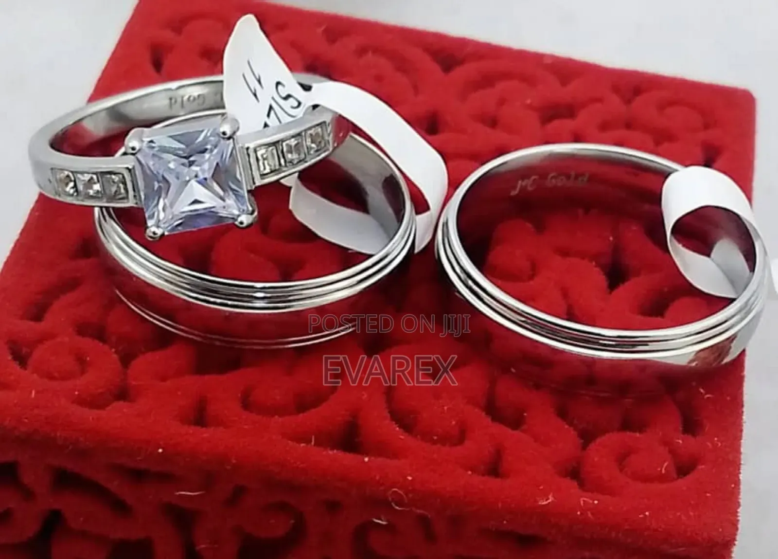 Eva-Silver Wedding/Engagement Ring Plain Set