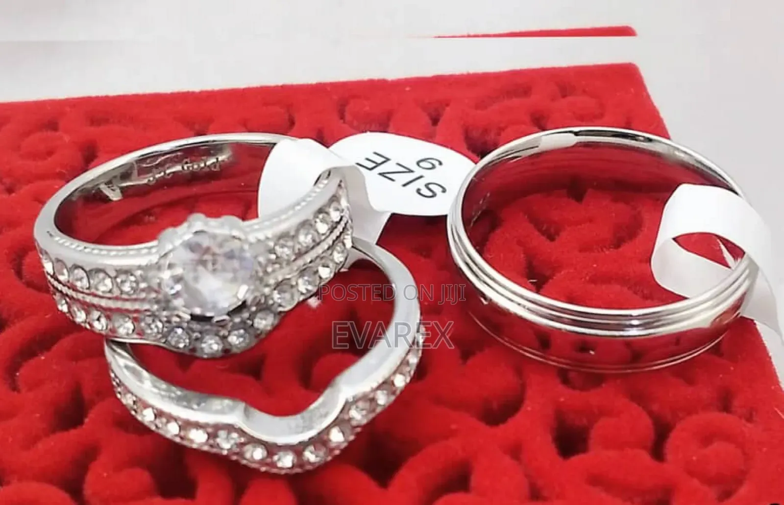 Eva-Silver Engagement & Wedding Ring Set With xStones.
