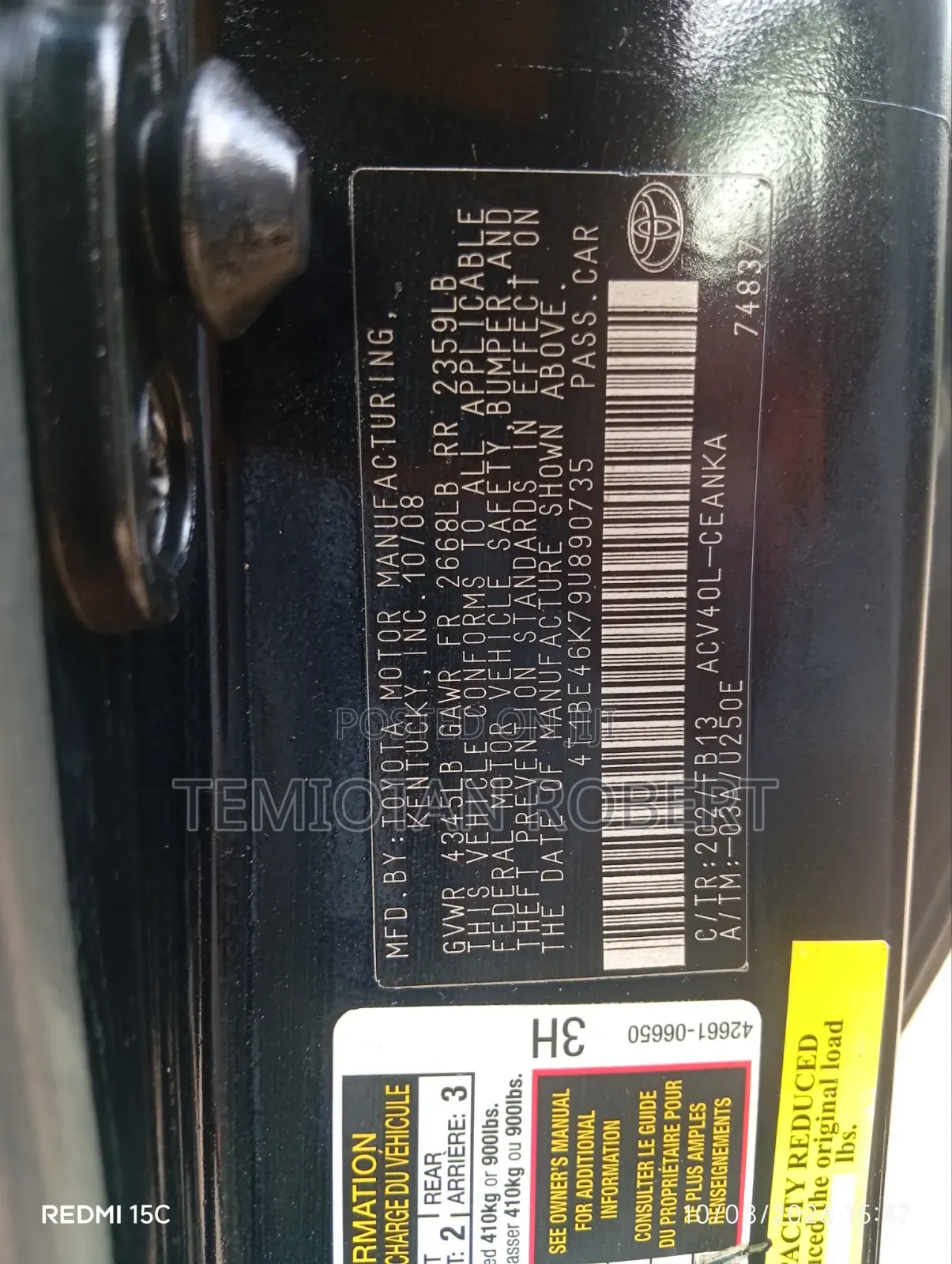 Toyota Camry LE 4dr Sedan (2.4L 4cyl 5A) 2009 Black