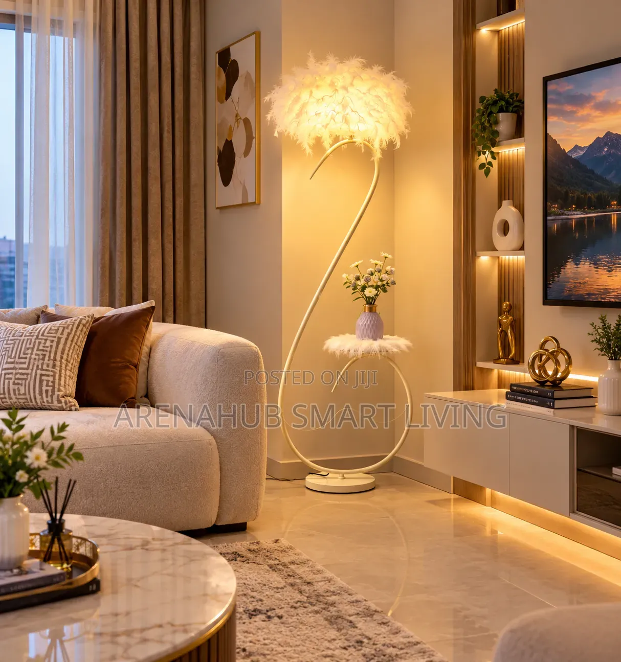 For Feather Floor Lamp Living Room Bedroom Corner Decor