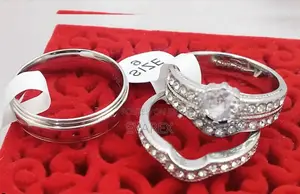 Eva-Silver Engagement & Wedding Ring Set With xStones.