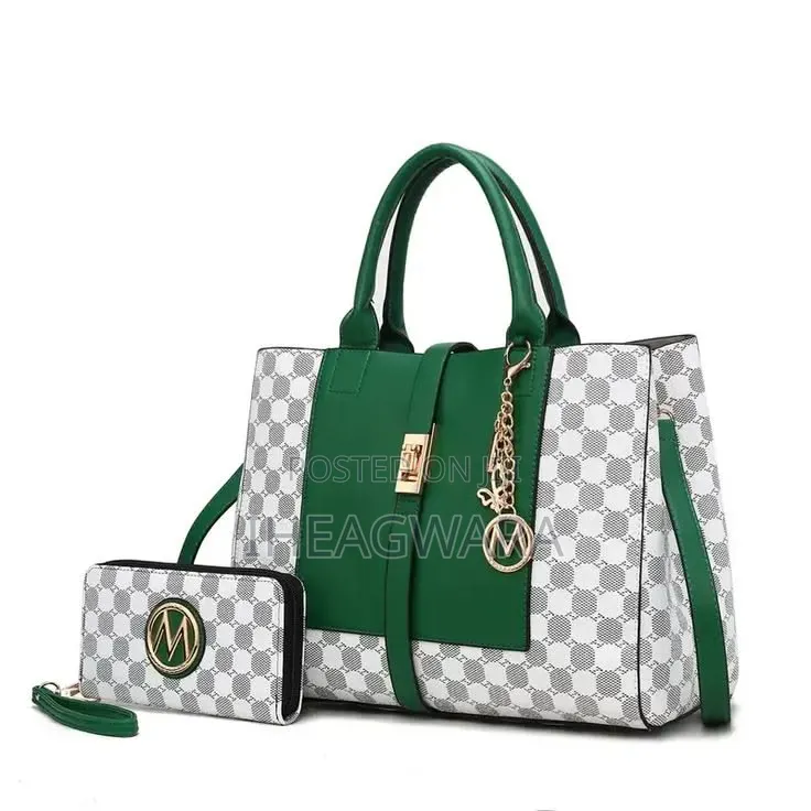 MK Monogram Geometric Top-Handle Tote and Wallet Set