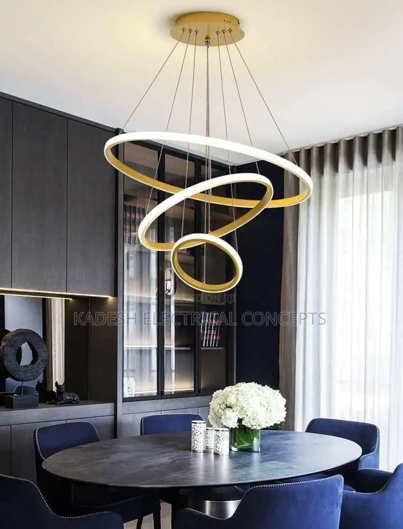 Modern LED Pendant Lamp Rings Circle Ceiling Hanging Chandelier