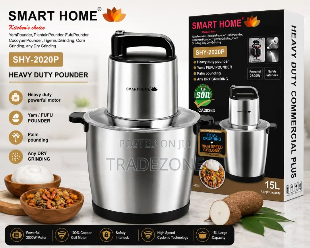 Smart Home 15L Yam Pounder and Food Processor – 2500W