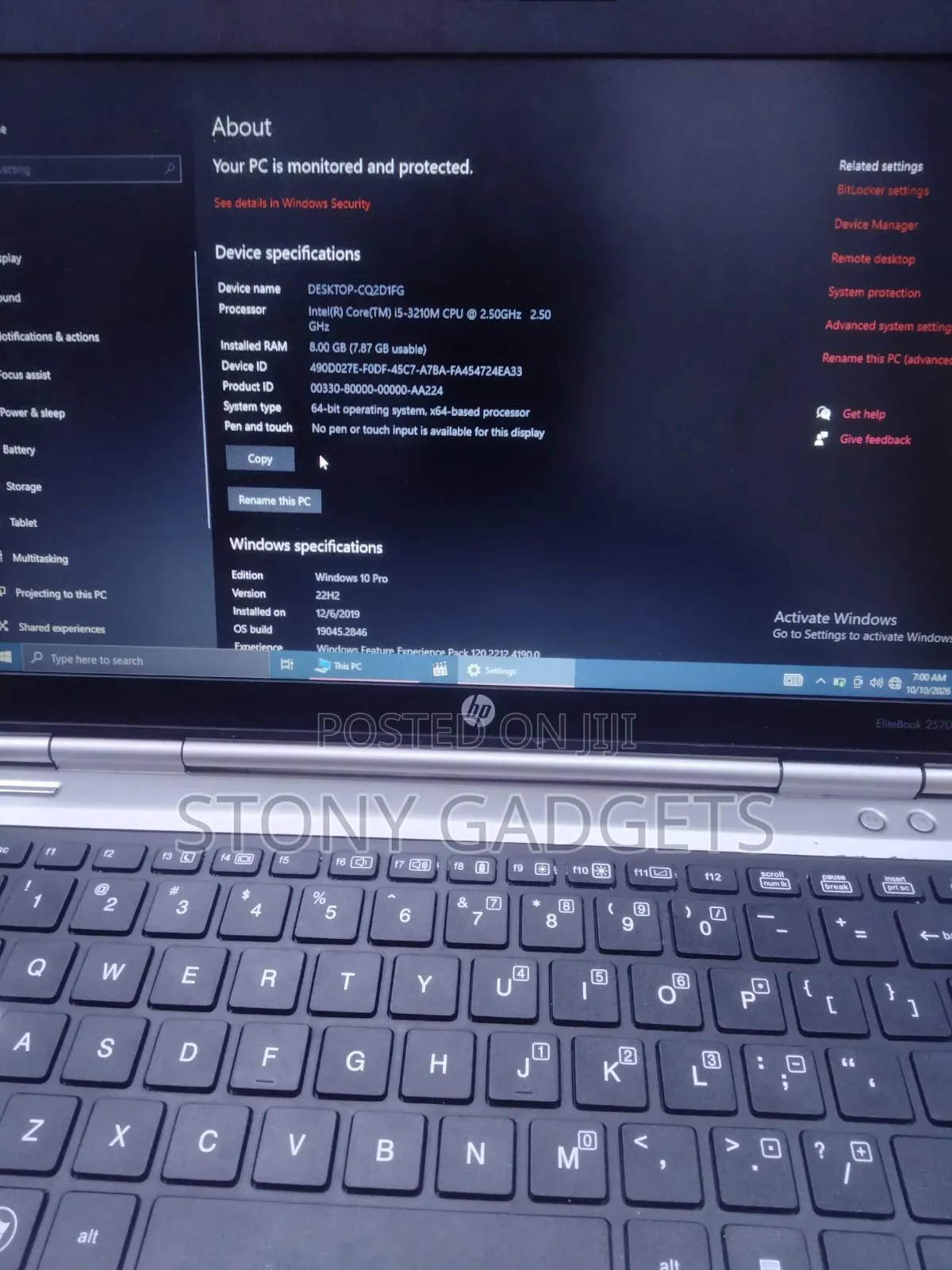 Laptop HP EliteBook 2570P 8GB Intel Core i5 HDD 512GB