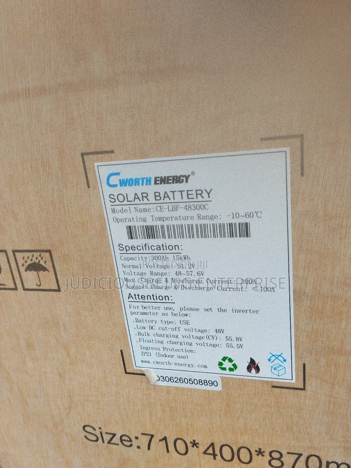 Cworth Energy 15kWh Solar Battery | 48V 300Ah LiFePO4