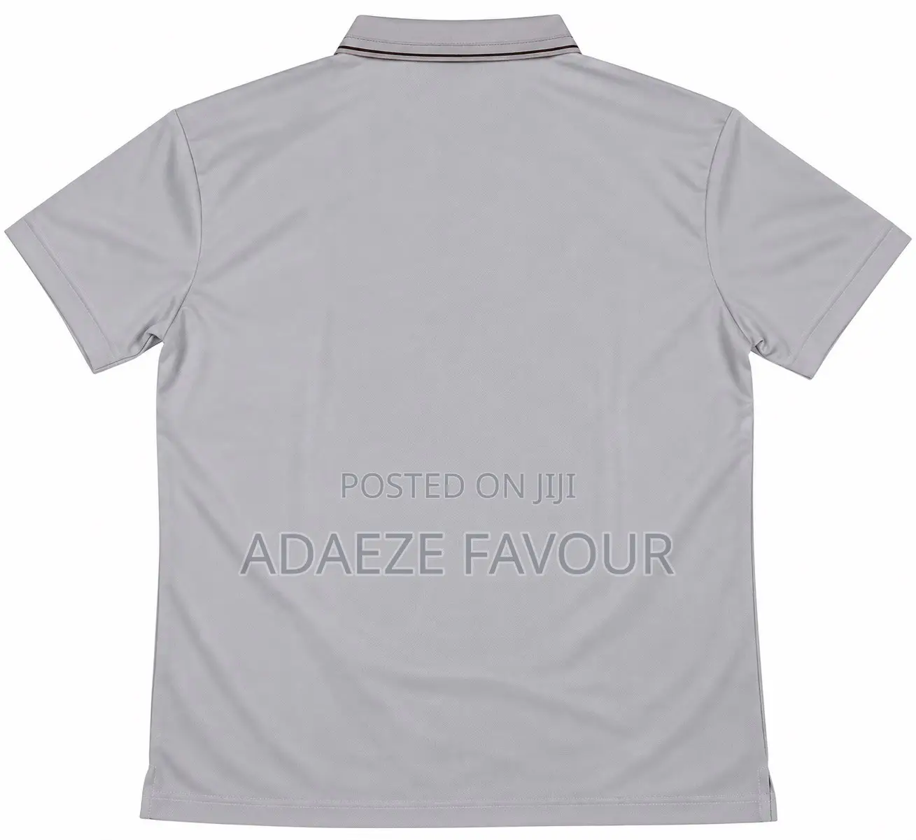 Men’s Grey Polo Shirt With Brown Embroidered Shoulder Stripes