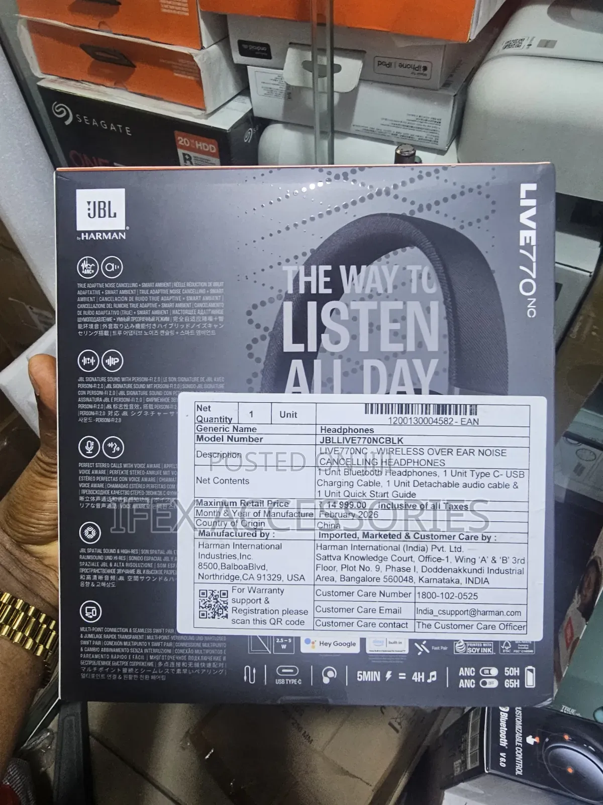 JBL Live 770nc Adaptive Noise Cancelling Wireless Headphone