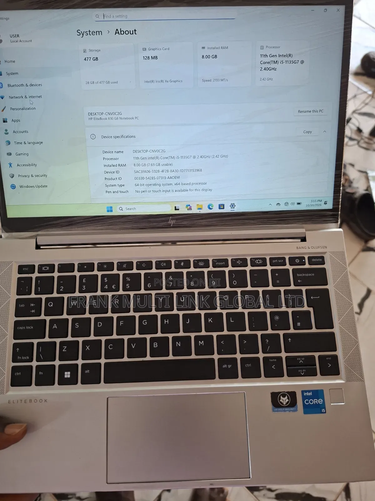 Laptop HP EliteBook 830 G8 16GB Intel Core i5 SSD 512GB