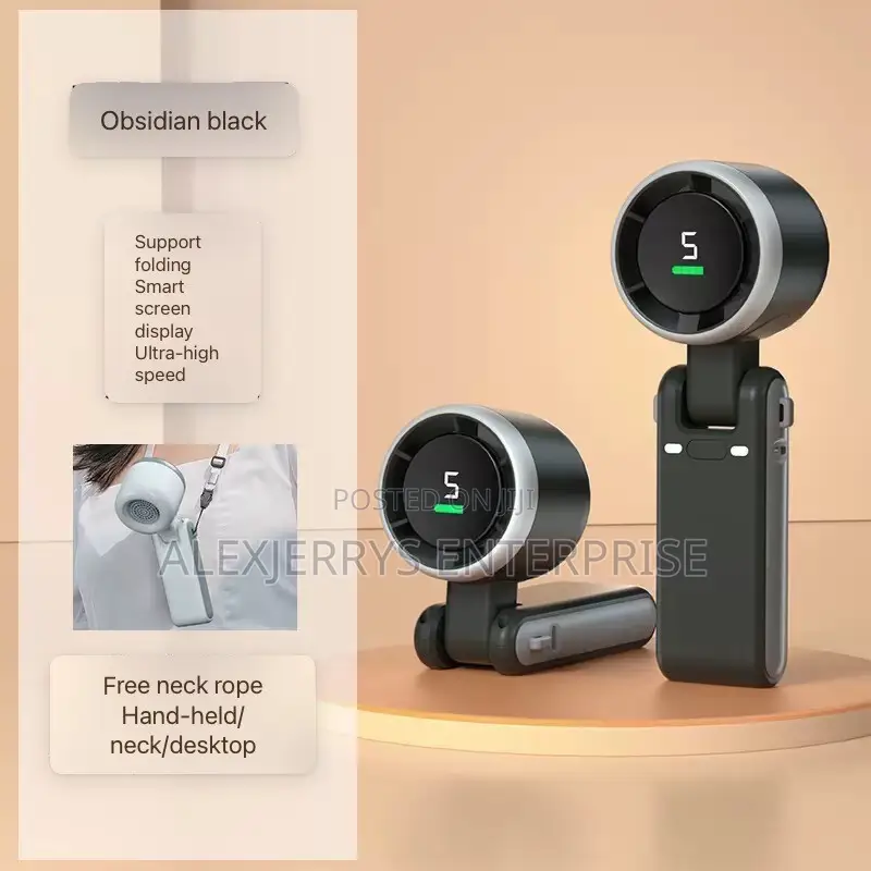 Portable Turbo Handheld Fan, 5-Speed, Cooling Rechargeable Mini Fan