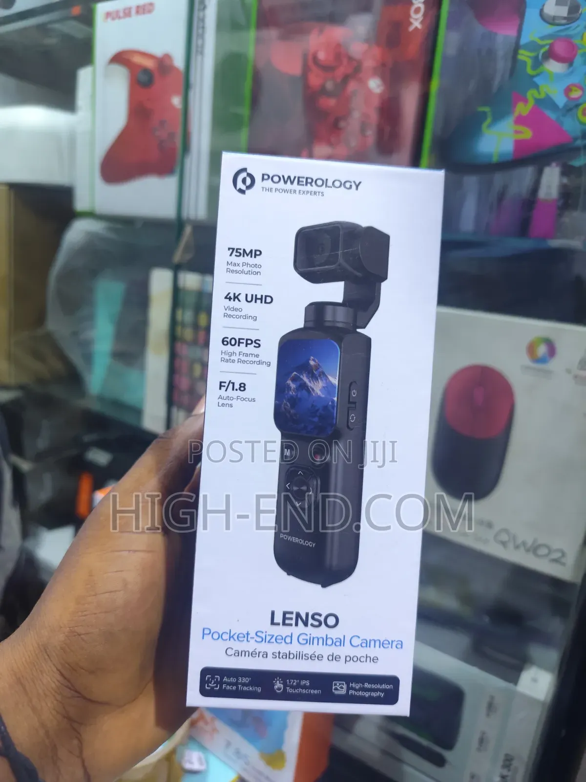 Powerology Lenso Pocket Sized Black Gimbal Camera (PWESPC05BK)