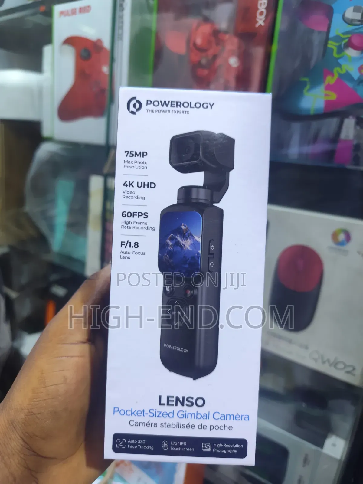 Powerology Lenso Pocket Sized Black Gimbal Camera (PWESPC05BK)