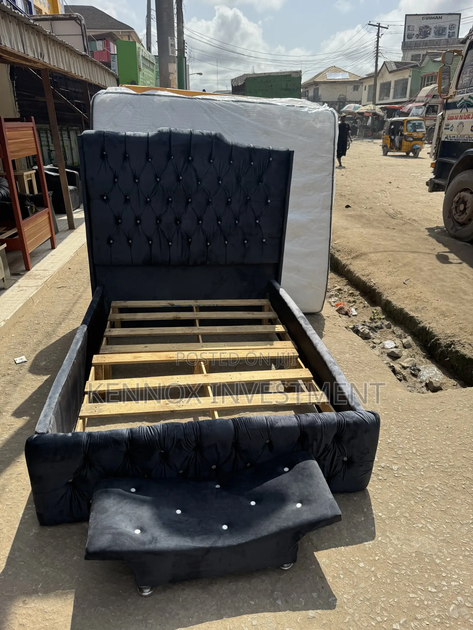 Quality 4 and Half by 6 Wooden Bedframe With Ottoman