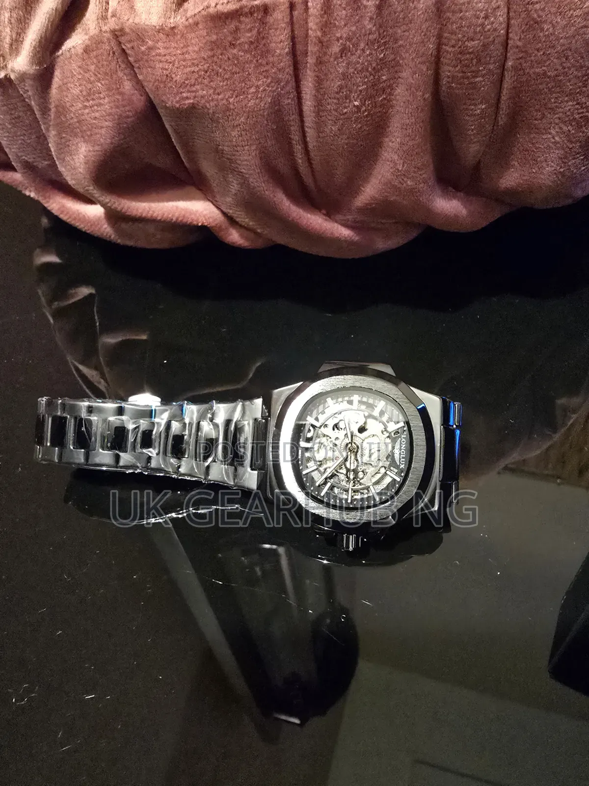 LONGLUX Men's Black Skeleton Wristwatch – Luxury Statement Design