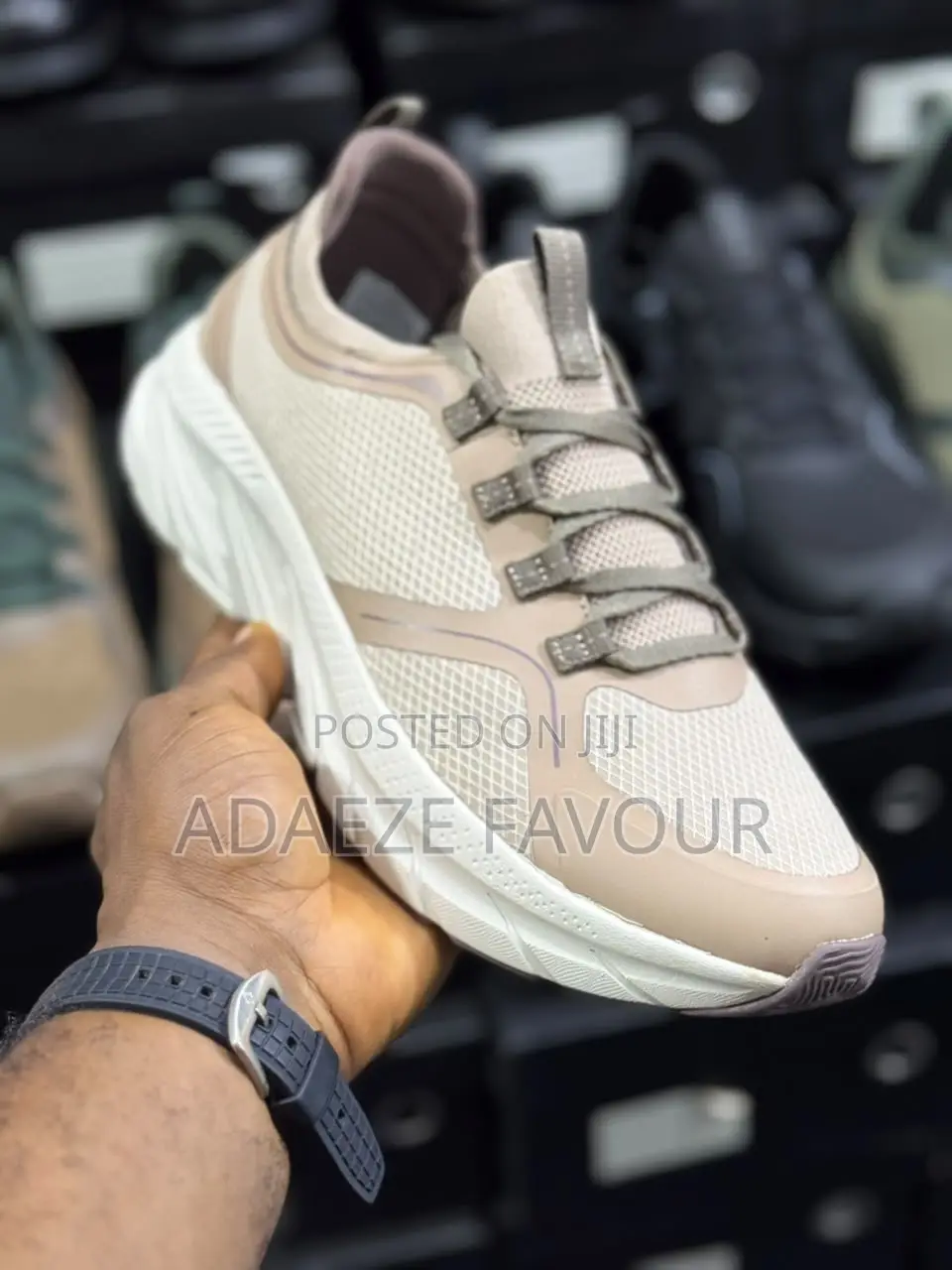 Men’s Olive Green and Grey Mesh Lace-Up Sneakers With Chunky Sole