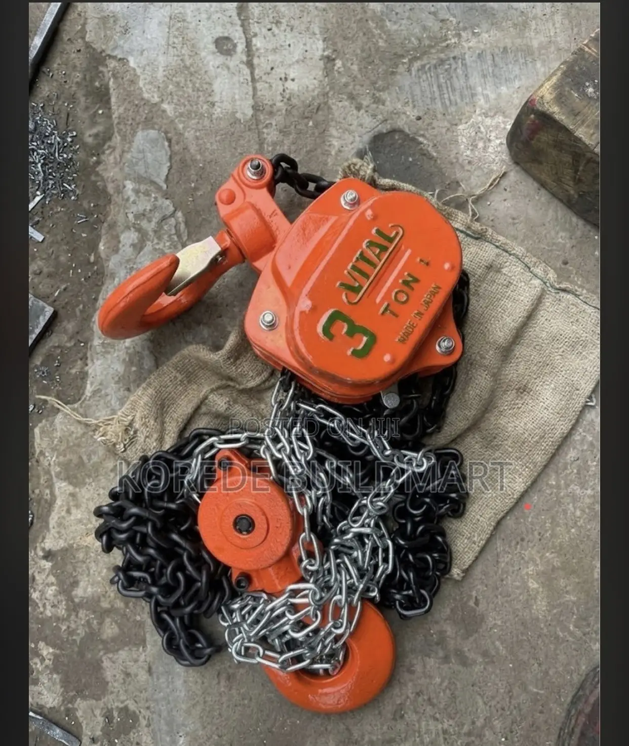 Original 3 Ton Vital Chain Block Heavy Duty Hoist
