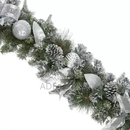  Premium 9FT Pre-Lit Flocked Emperor Christmas Garland