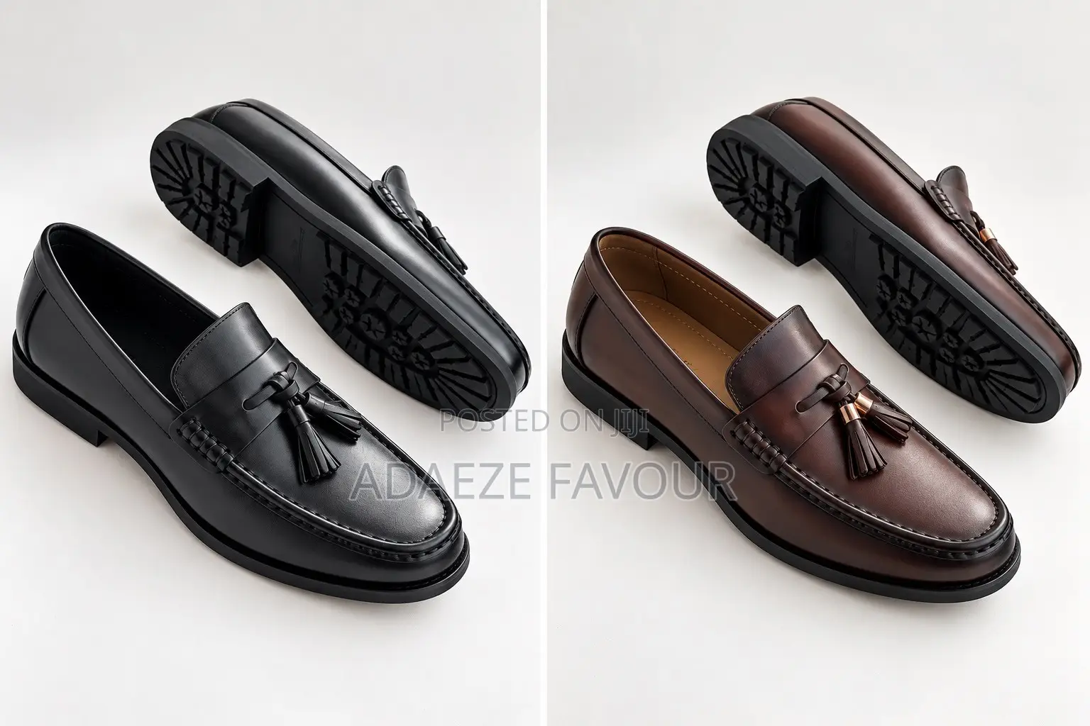 Men’s Luxury Tassel Loafers – Black and Dark Brown Leather Shoes