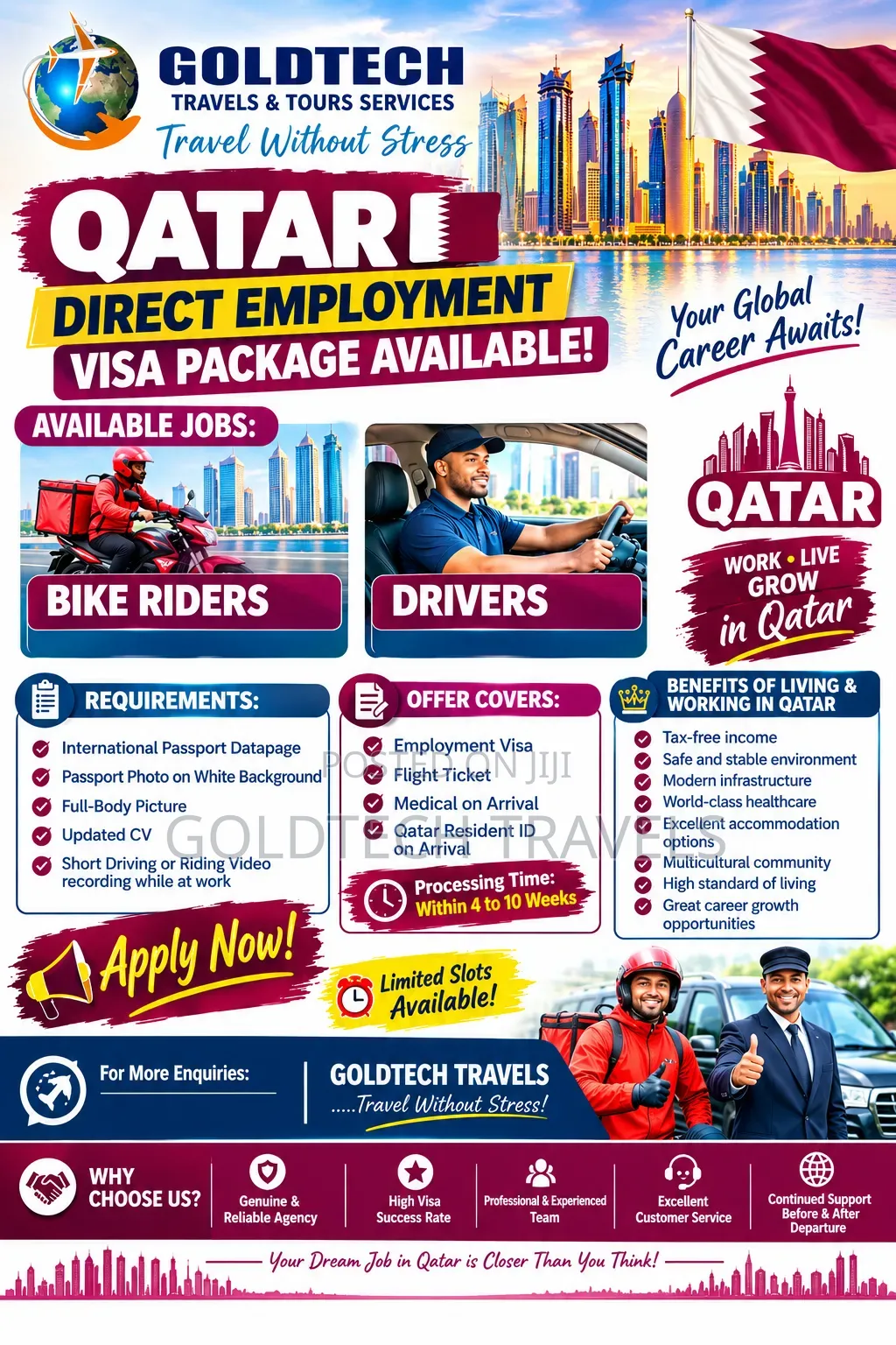 Qatar Working Visa Package Available for Drivers and Bike Riders
