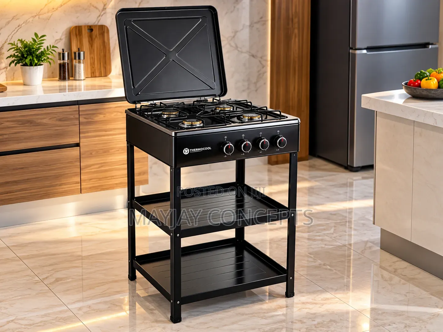 LG Fold 250 Standing Gas Cooker With Storage Shelves and Raised Lid