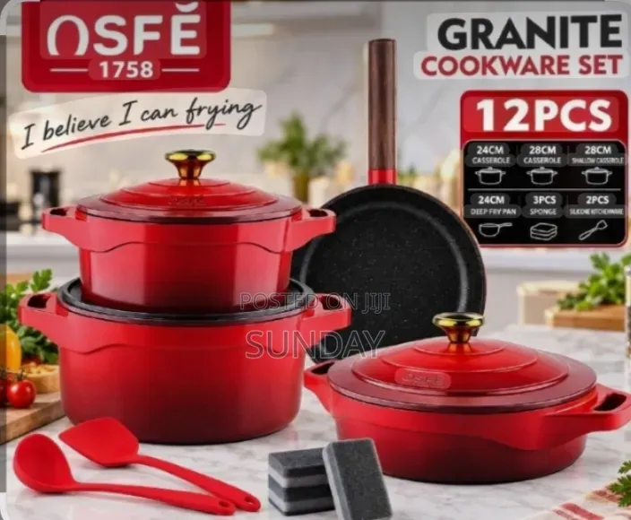 OSFE 1758 RED 12Pcs Granite Cookware