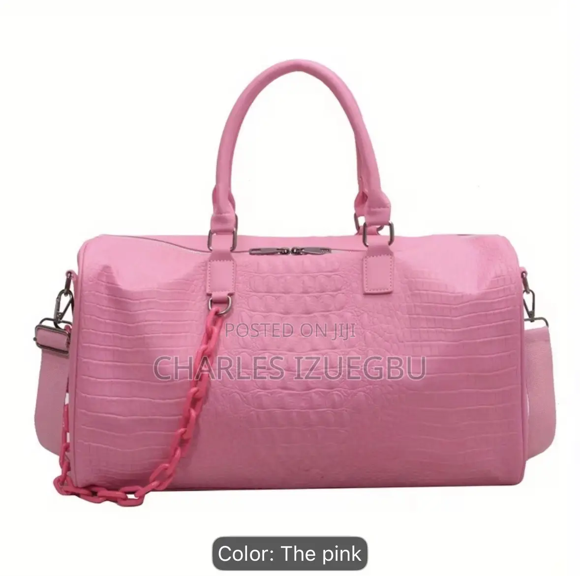 2 Duffle Bags Black and Pink With Attachable Charms