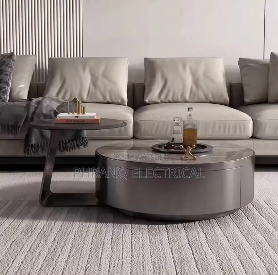 Modern Minimalist Stainless Steel Coffee Table With Rock Slab
