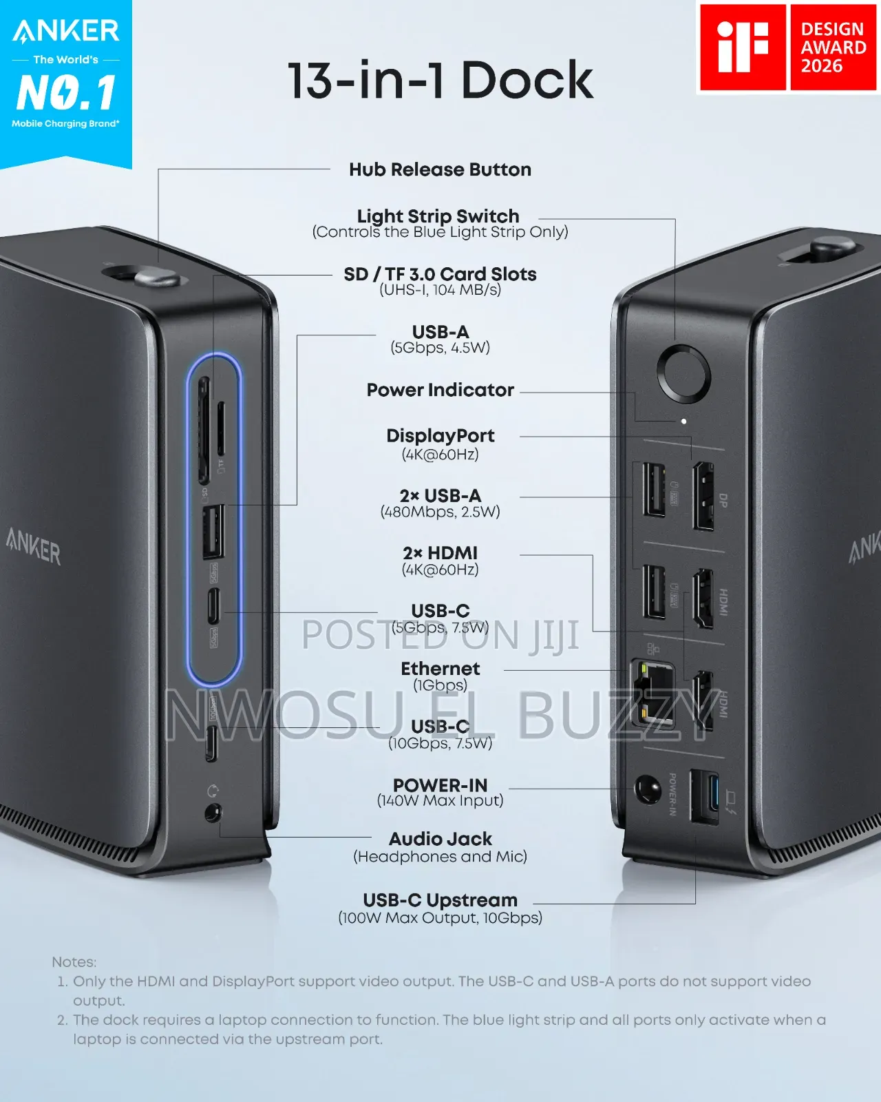Nano Docking Station (13-in-1, Triple Display, Built-in Removable Hub)