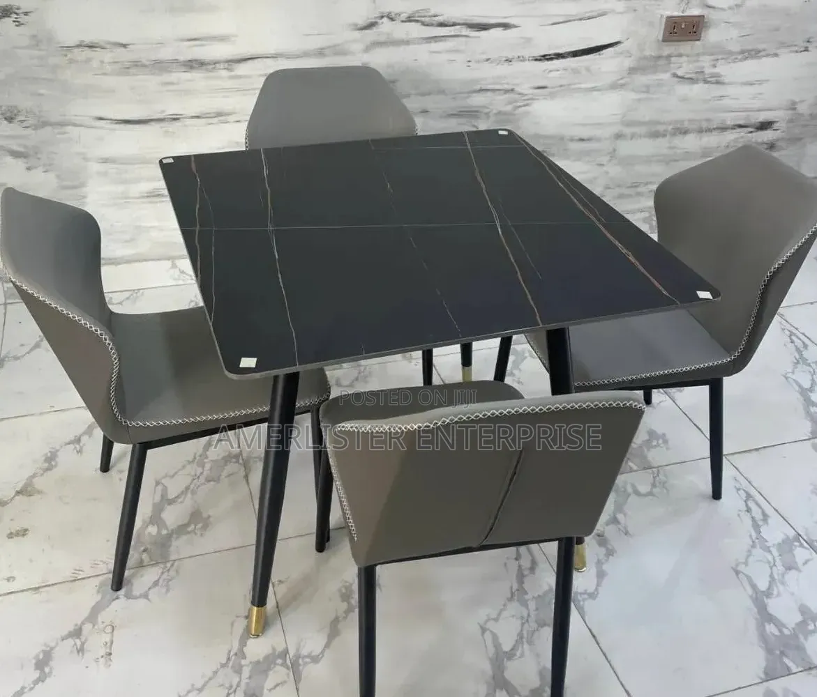 Black Top Marble Dining Set