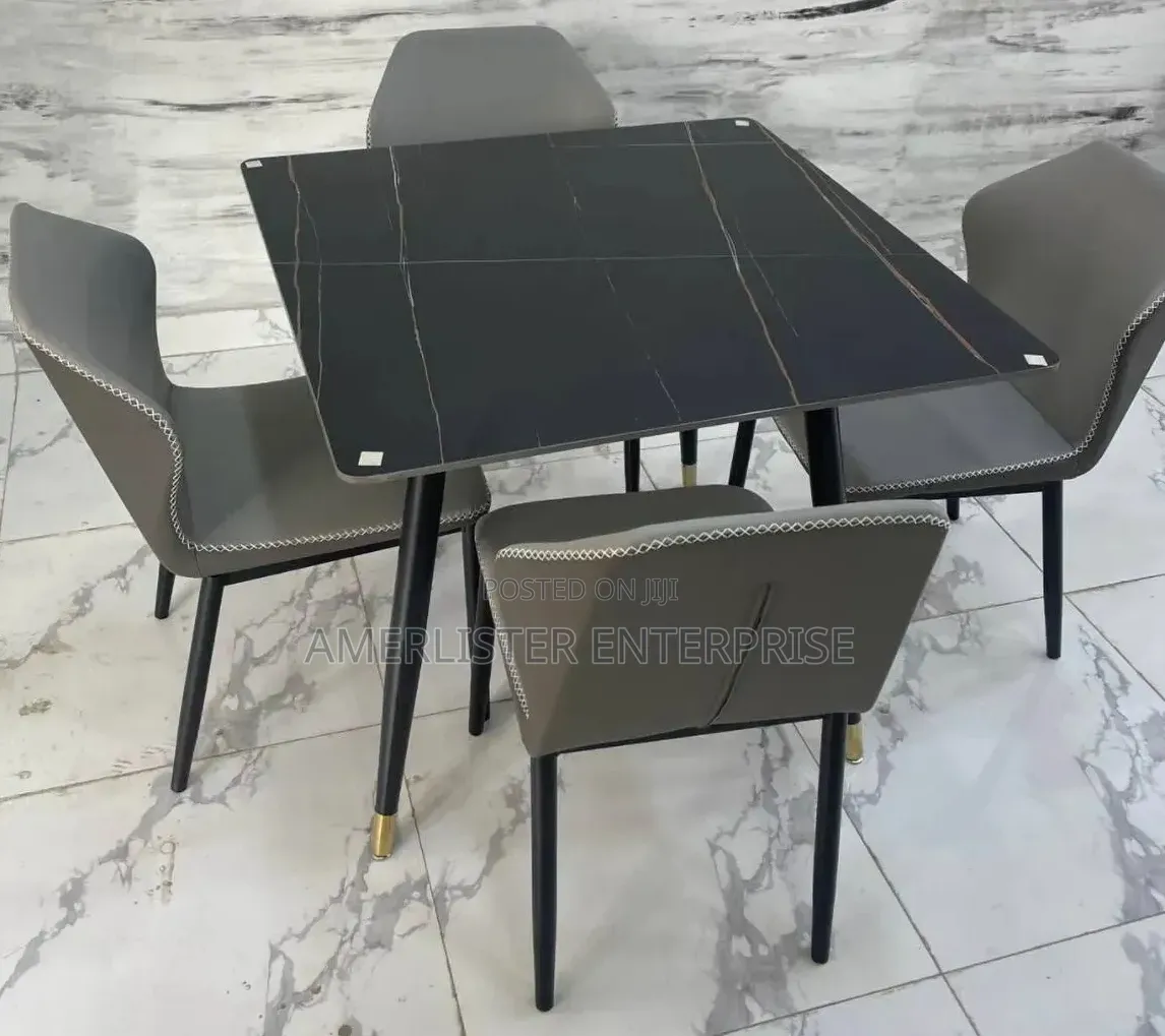 Black Top Marble Dining Set