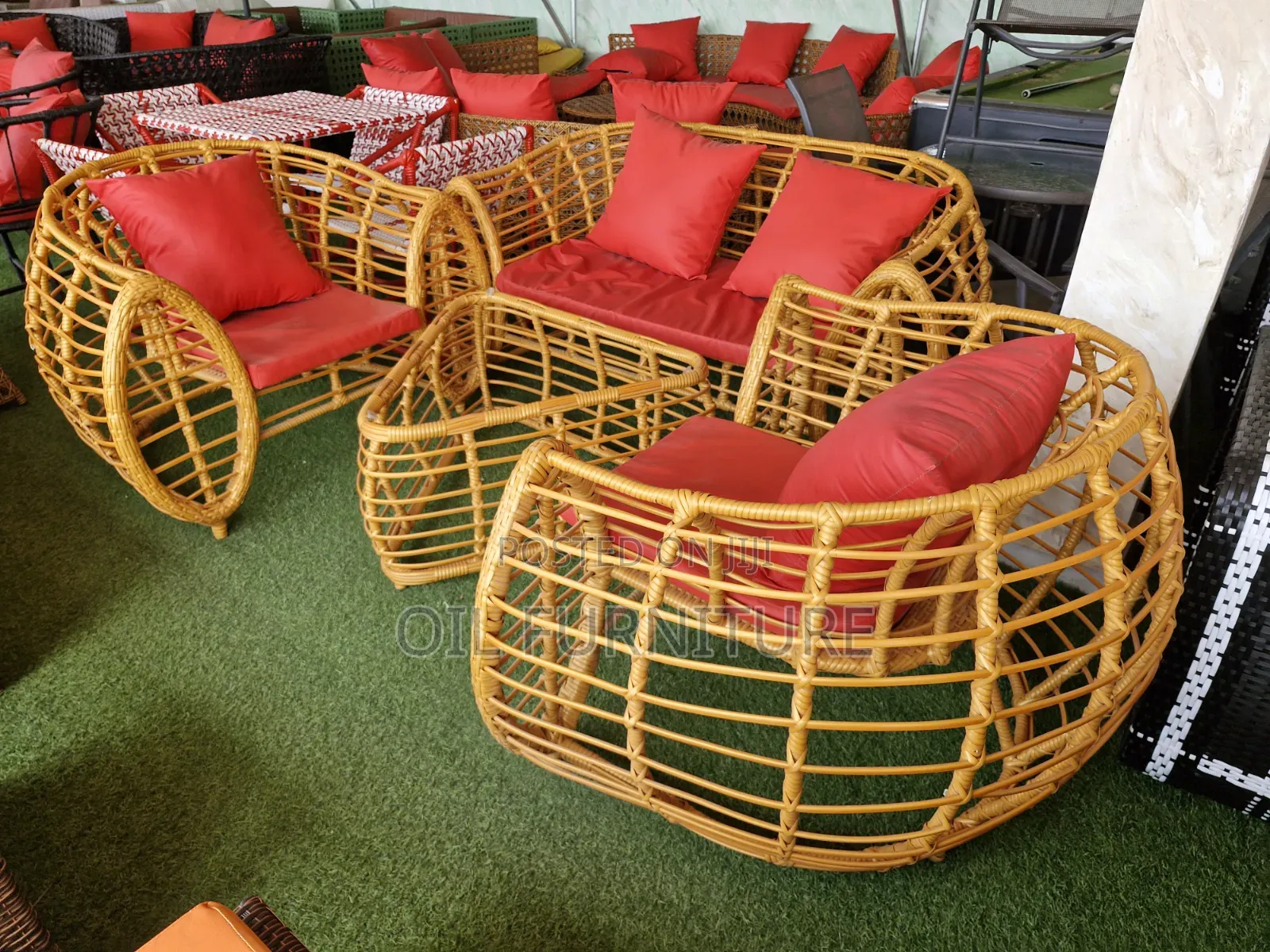 Modern Outdoor Rattan Wicker Lounge Set 4 Piece Sofa, Chairs & Table