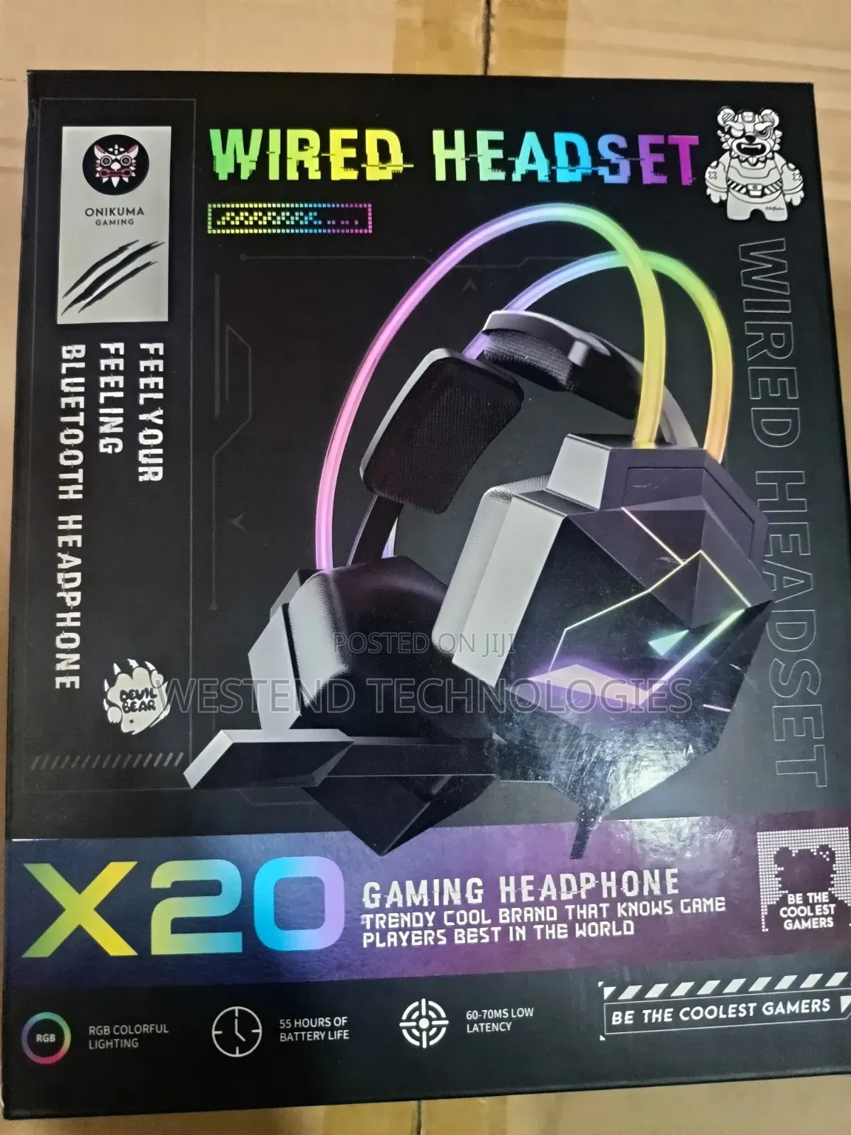 ONIKUMA X20 Gaming Headset Wit RGB Light & Bass Surround for PS5 Phone