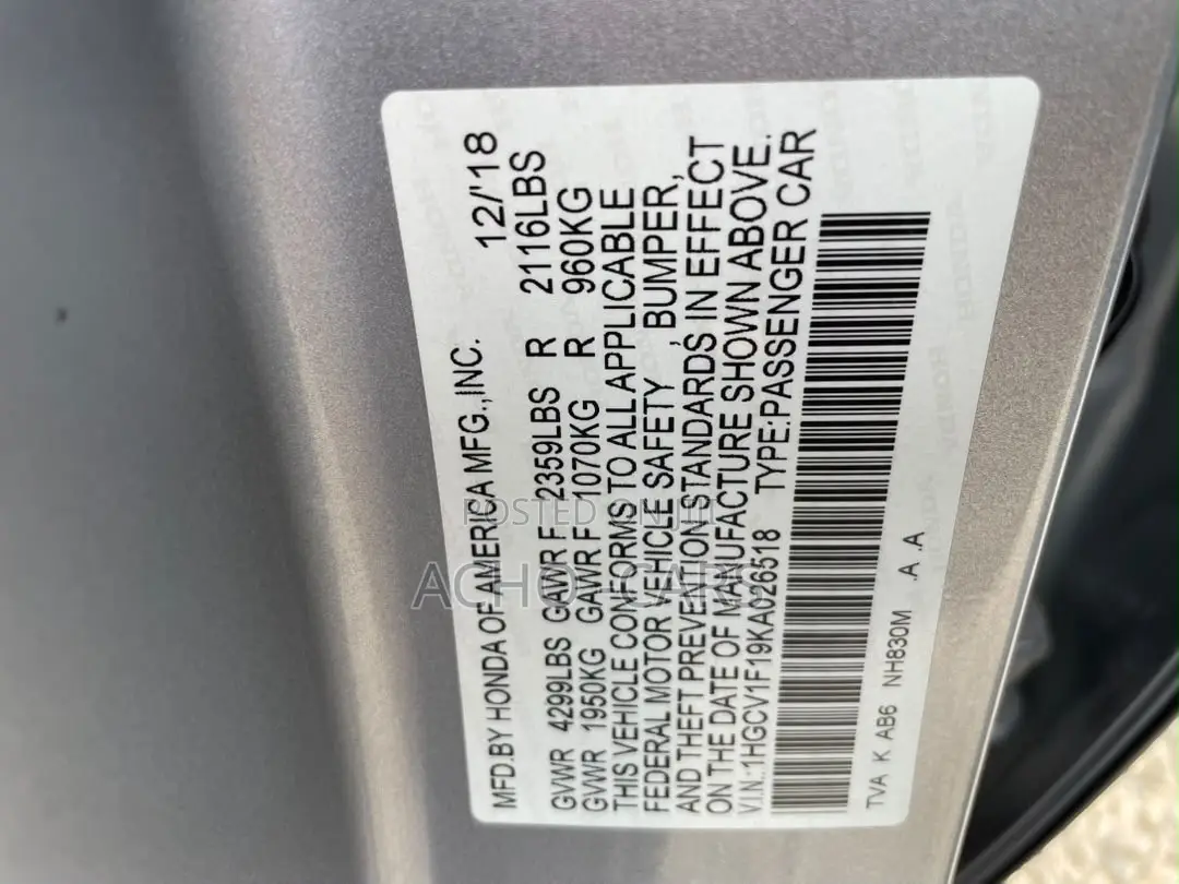 Honda Accord 2019 Silver
