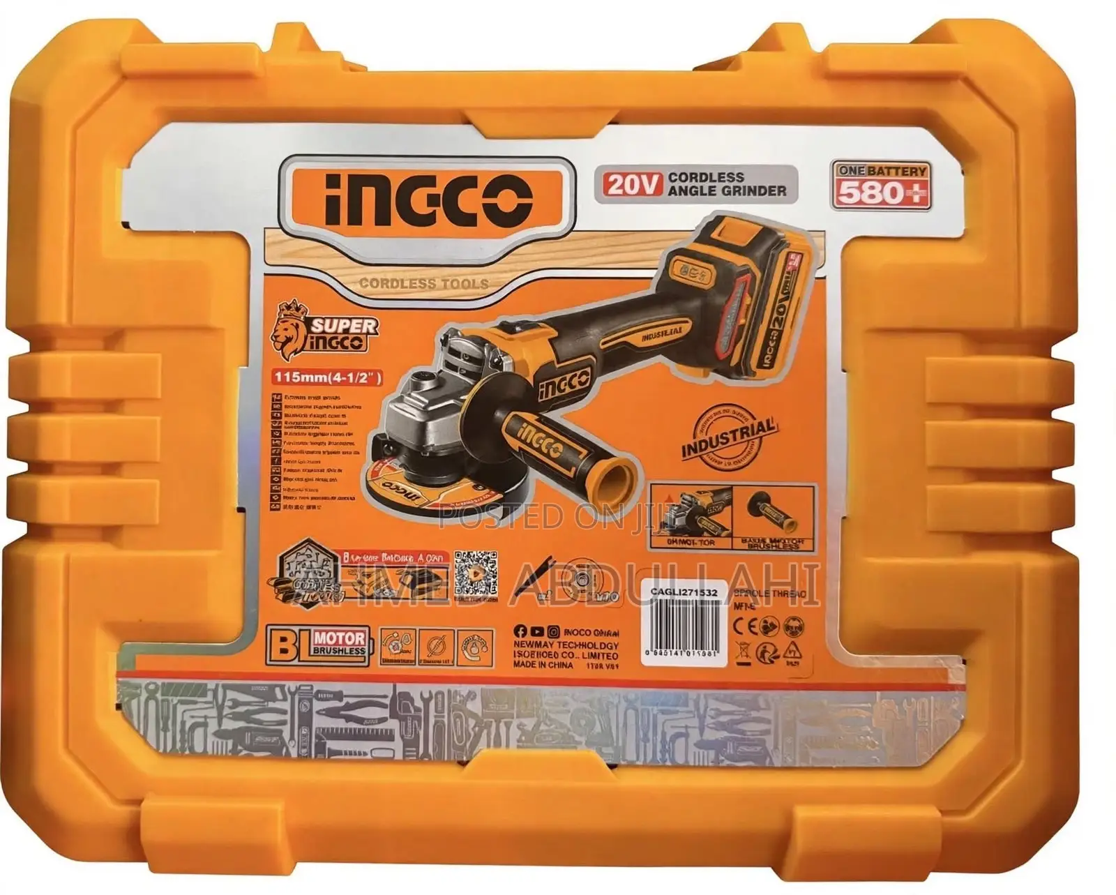INGCO 20V Cordless Angle Grinder 115mm - Brushless Motor |