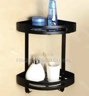 Black Double-Layer Bathroom Corner Shelf