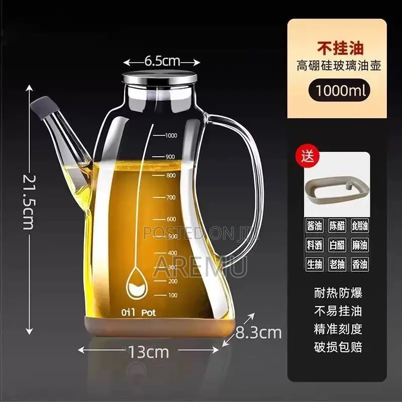 1000ml Glass Oil Jar With Stainless Lid