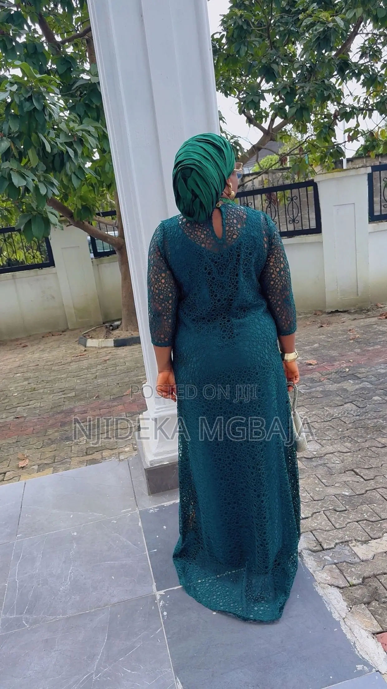 Well Stoned Green Maxi Lace With Patchwork Rich Anty Gown