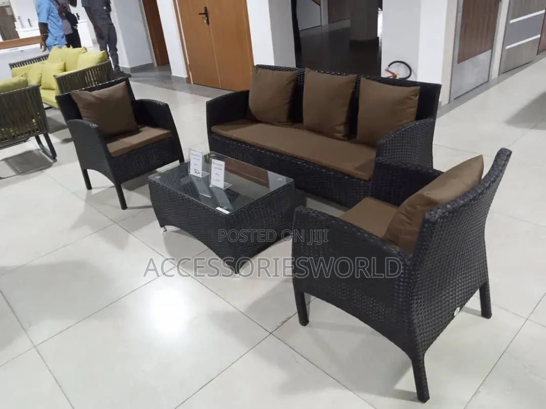 Luxury All-Weather Rattan Outdoor Sofa Set With Glass Coffee Table