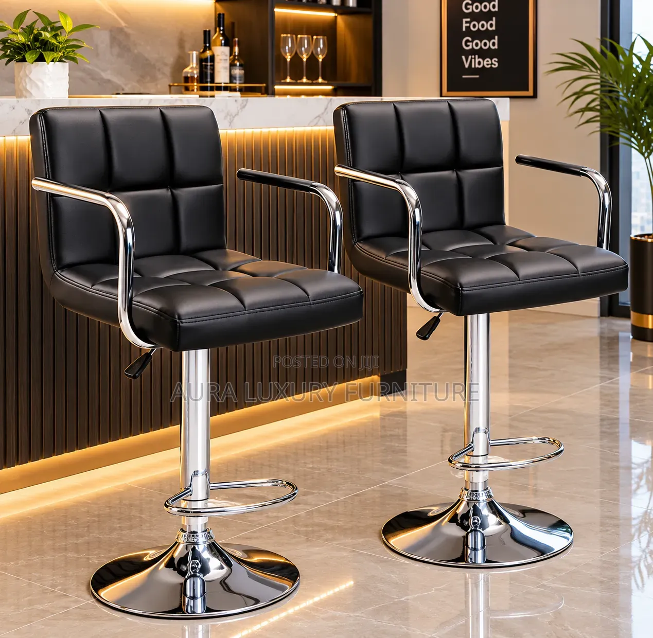 Luxury Black Chrome Bar Stools