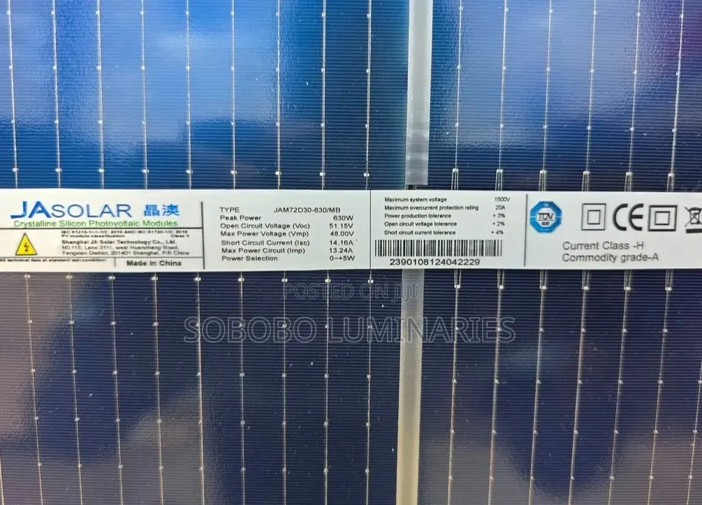 JA Solar 630W High-Efficiency Monocrystalline Solar Panel (Grade A)