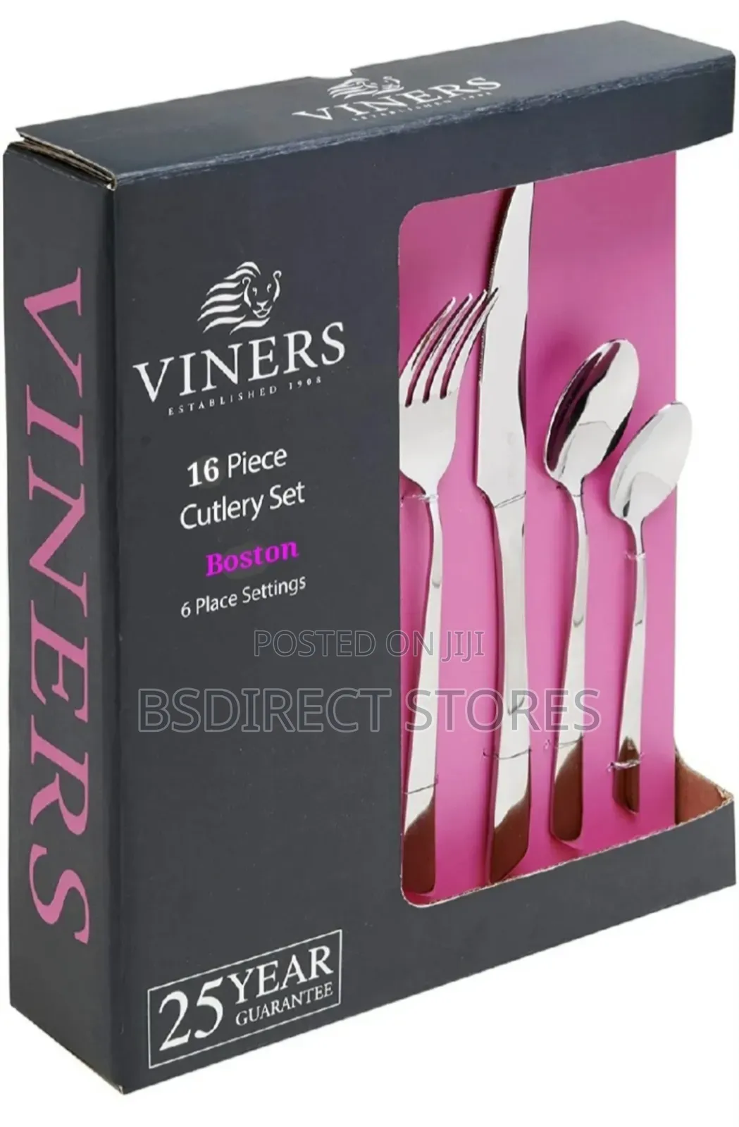 Viners 16 Piece Stainless Steel Boston Luxury Sleek Mirror Finish