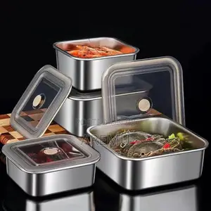 4pcs Stainless Steel Food BoxSize: 3000ml,2300ml,1600ml,1200ml